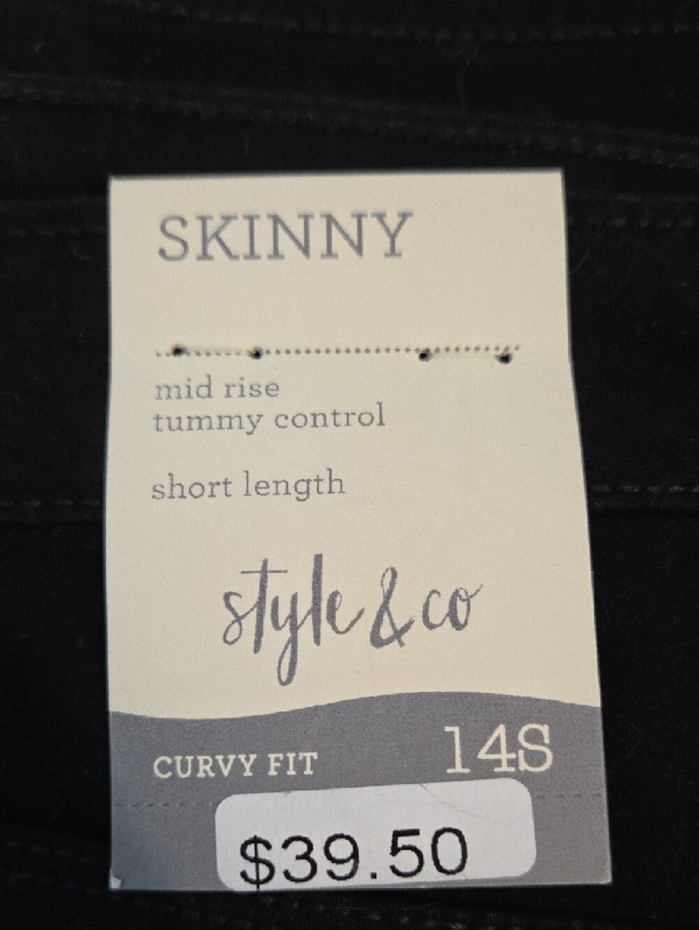 Style & Co. Black Skinny Jeans - Curvy Fit NWT Size 14S - Picture 2 of 9